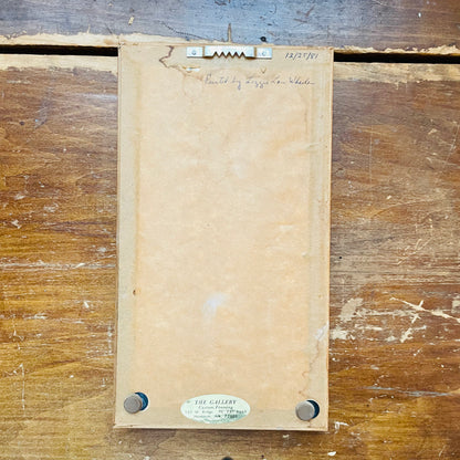 Bamboo Framed Hand-painted Porcelain Tile- Vintage