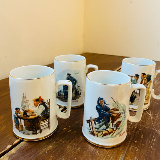 "Seafarers Collection" by Norman Rockwell Mug Set- Vintage