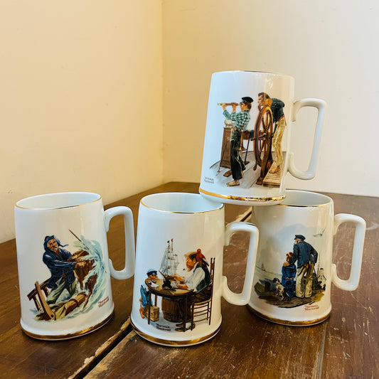 "Seafarers Collection" by Norman Rockwell Mug Set- Vintage
