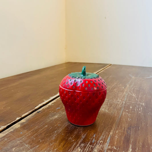 Painted Milk Glass Strawberry Jar- Vintage