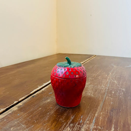 Painted Milk Glass Strawberry Jar- Vintage