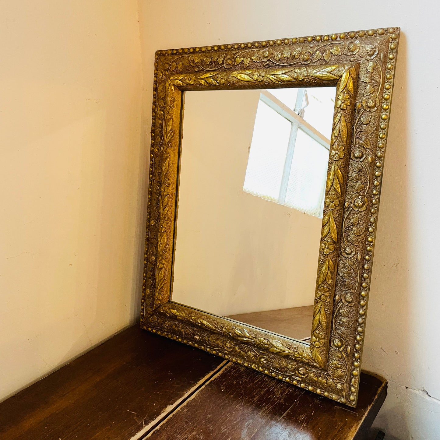 Golden Floral 27" x 21.5" Mirror- Vintage