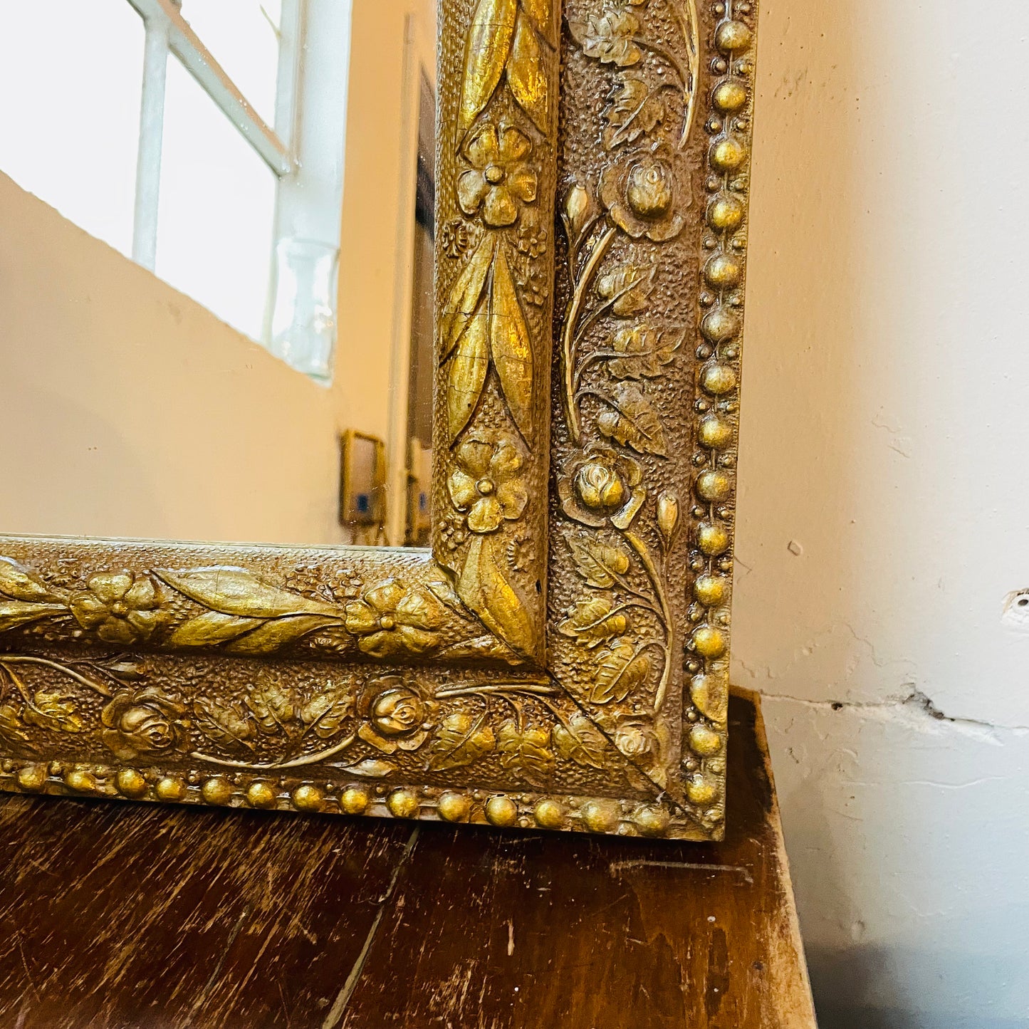 Golden Floral 27" x 21.5" Mirror- Vintage