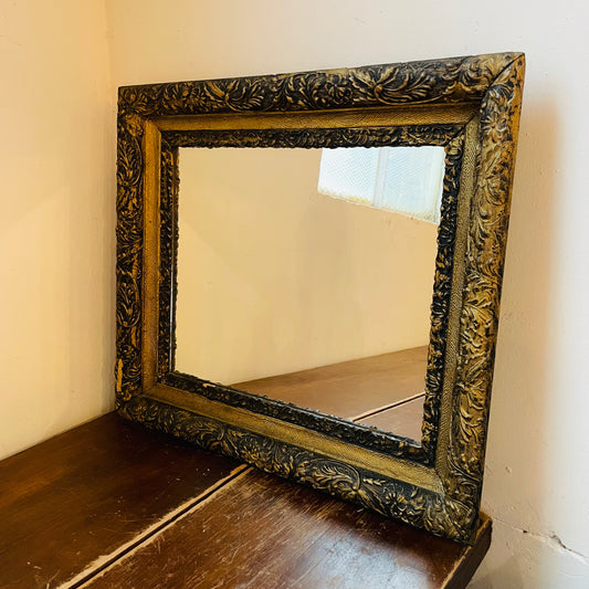 Black & Gold Botanical 23" x 30" Mirror- Vintage