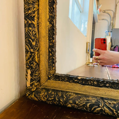 Black & Gold Botanical 23" x 30" Mirror- Vintage