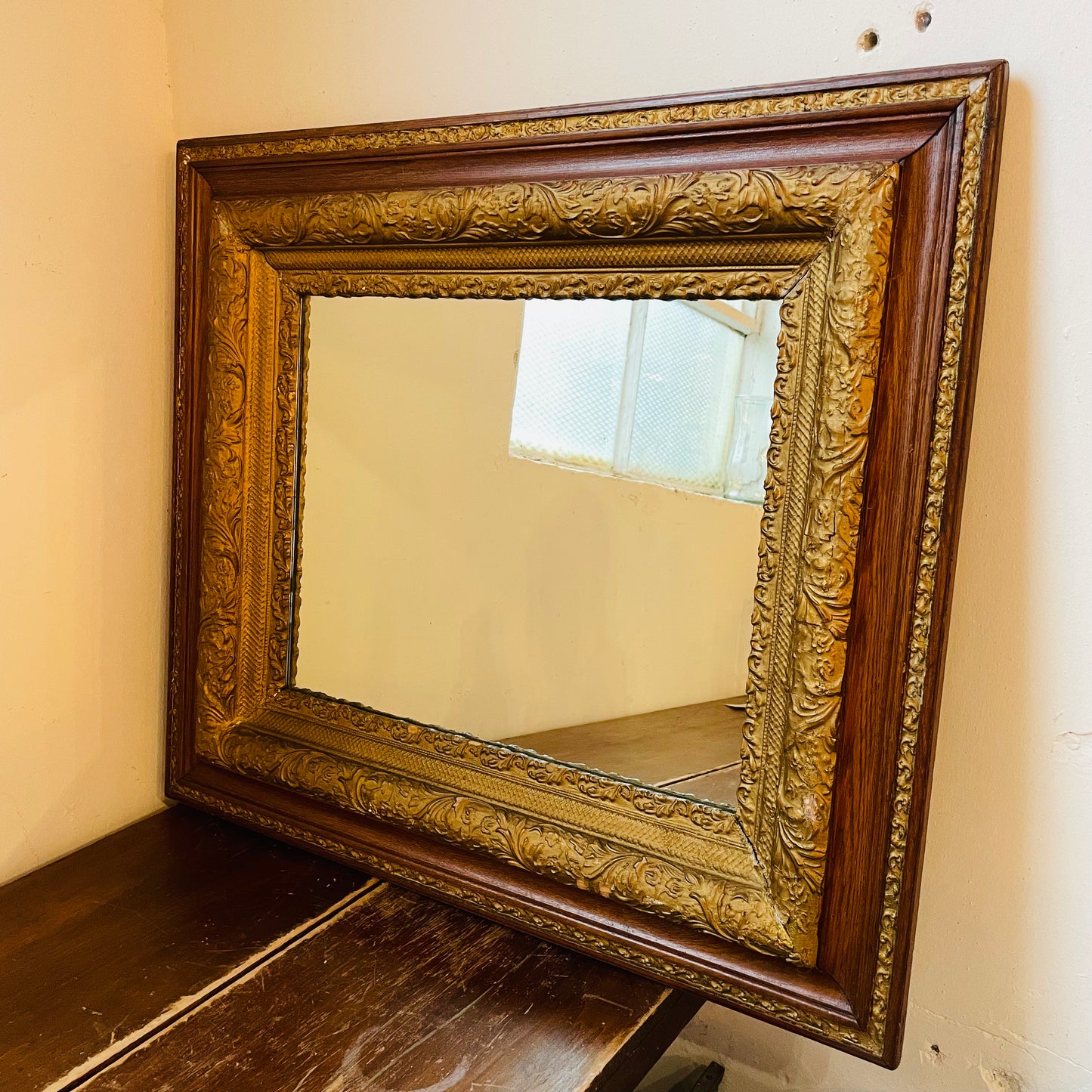 Two Tone Botanical 27" x 31" Mirror- Vintage