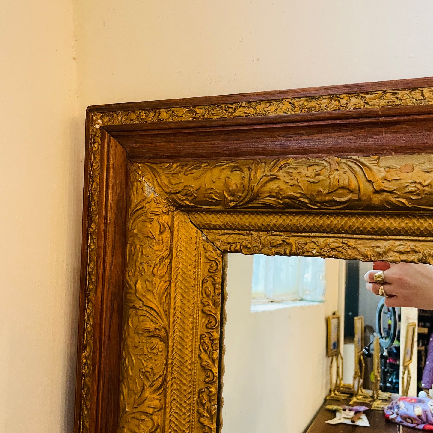 Two Tone Botanical 27" x 31" Mirror- Vintage