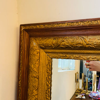 Two Tone Botanical 27" x 31" Mirror- Vintage