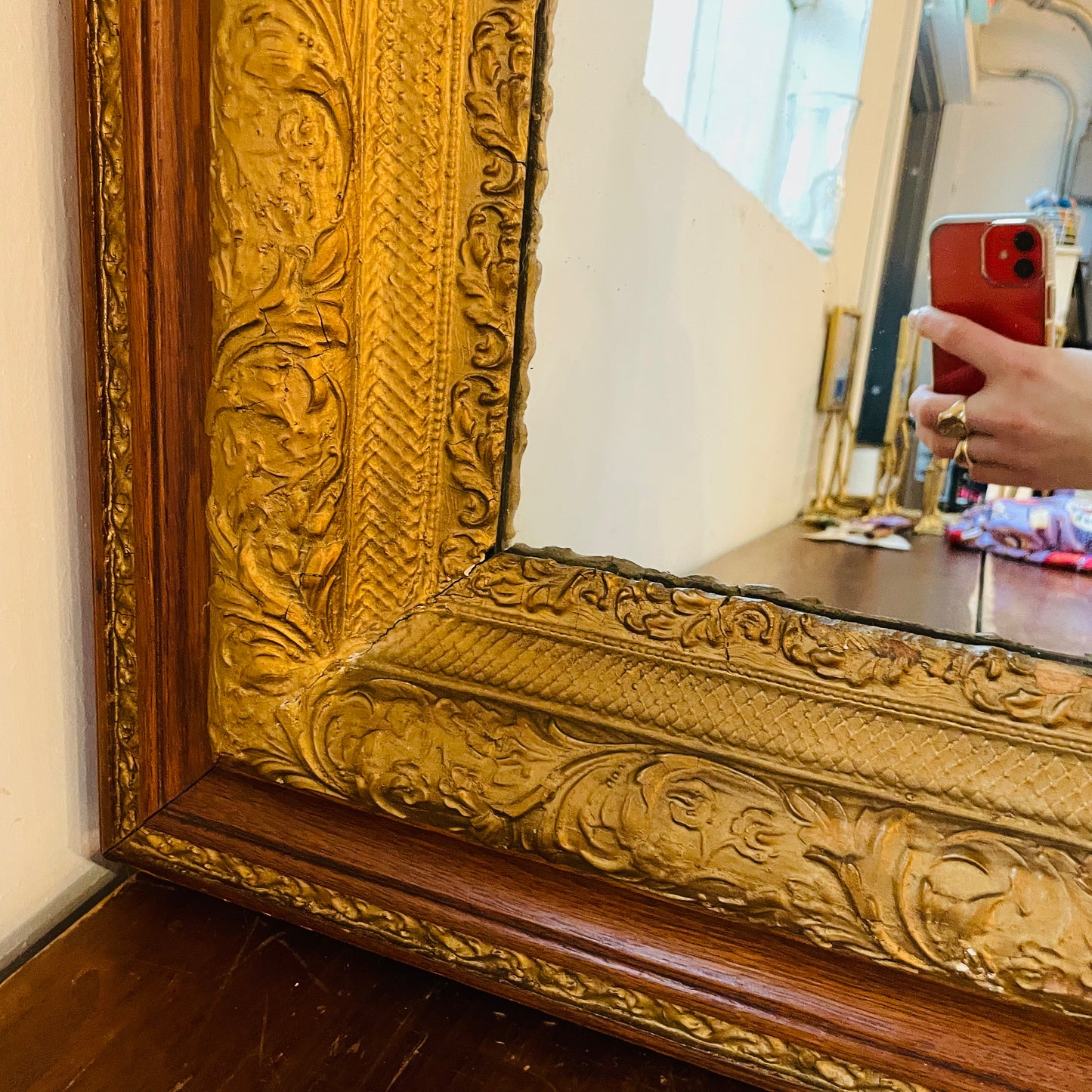 Two Tone Botanical 27" x 31" Mirror- Vintage