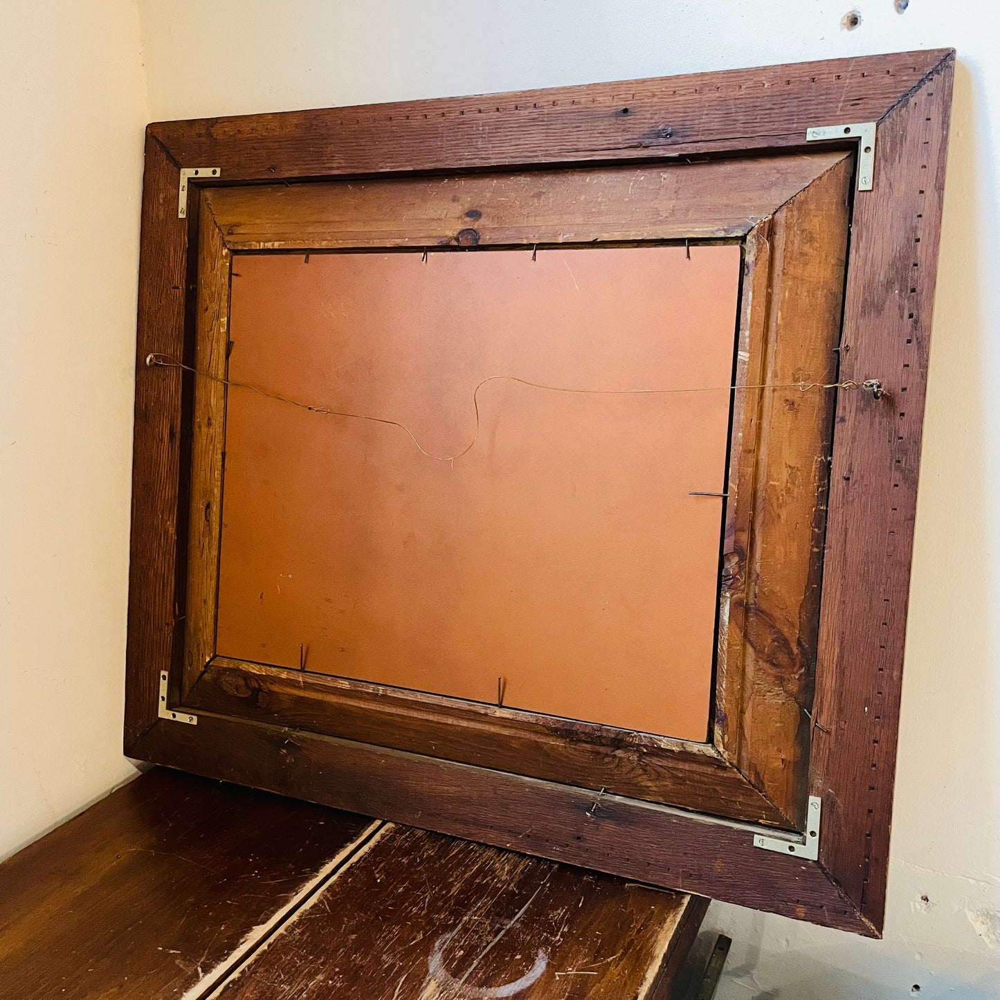 Two Tone Botanical 27" x 31" Mirror- Vintage