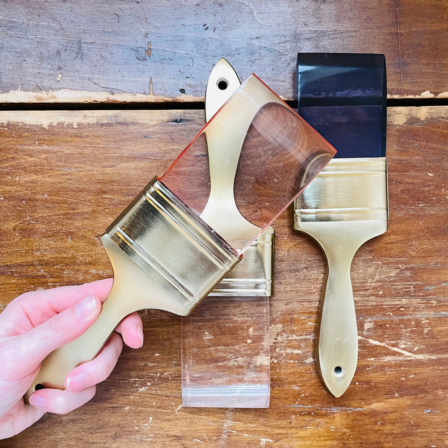 Acrylic Colorful Gold Paint Brush