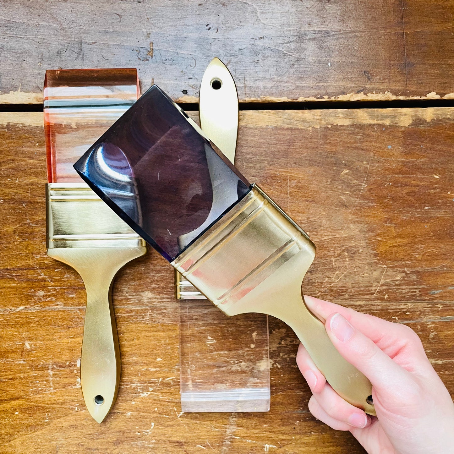 Acrylic Colorful Gold Paint Brush