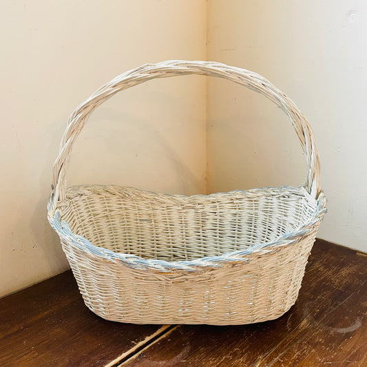 Long White Handled Basket- Vintage