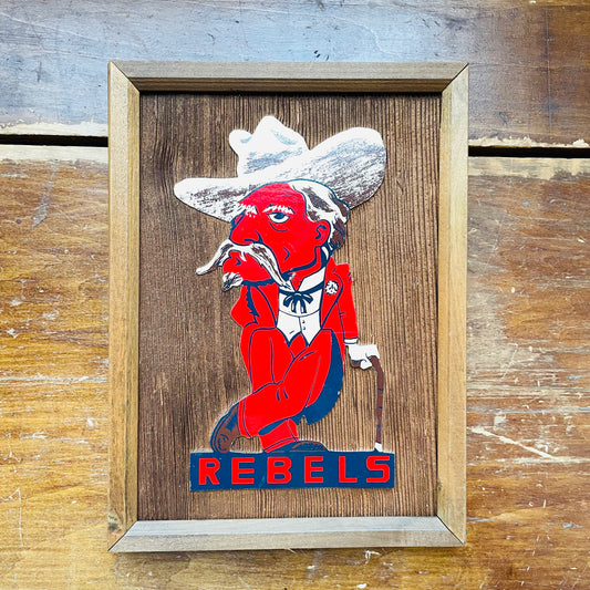 Ole Miss Colonel Reb Wooden Plaque- Vintage