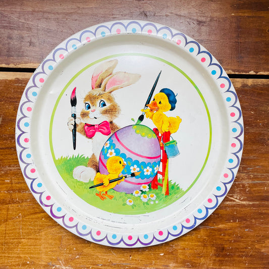 Metal Easter Rabbit & Duckling Tray- Vintage