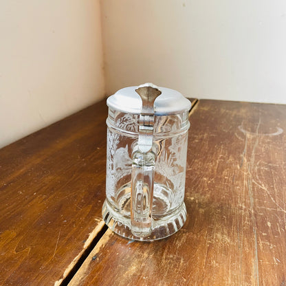 Hog & Duck Cut Glass & Pewter Beer Stein- Vintage