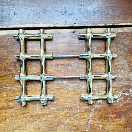 Brass Plated Expandable Bamboo Trivet- Vintage
