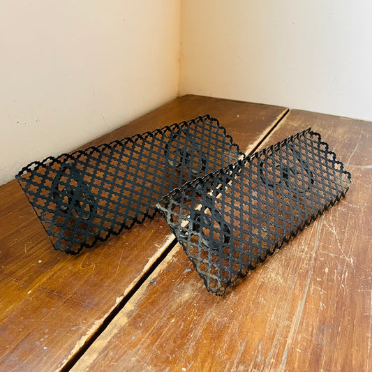 Black Metal Filigree Wall Mount Shelves- Vintage