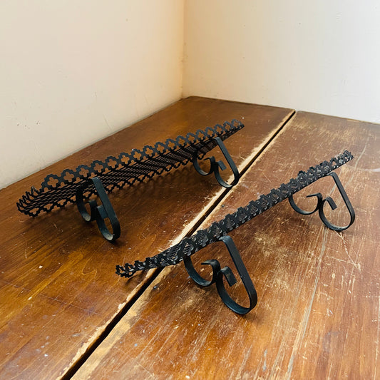 Black Metal Filigree Wall Mount Shelves- Vintage