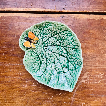 Bordallo Pinheiro Begonia Leaf with Butterfly