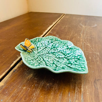 Bordallo Pinheiro Begonia Leaf with Butterfly