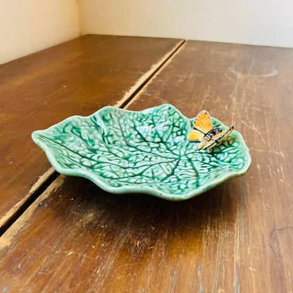 Bordallo Pinheiro Begonia Leaf with Butterfly