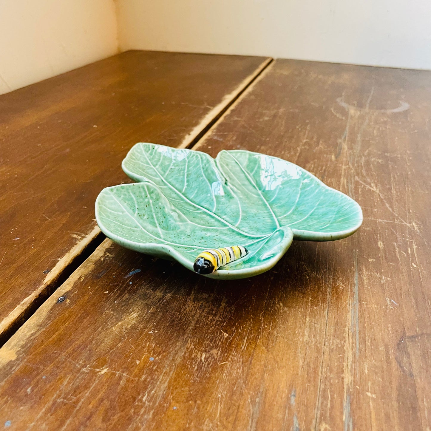 Bordallo Pinheiro Fig Tree Leaf with Caterpillar