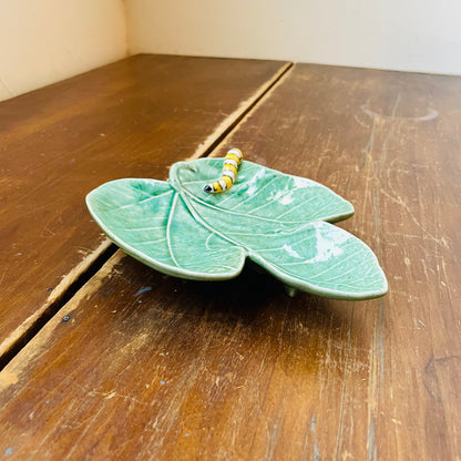 Bordallo Pinheiro Fig Tree Leaf with Caterpillar