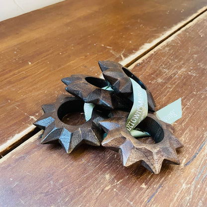Starburst Wooden Napkin Ring Set