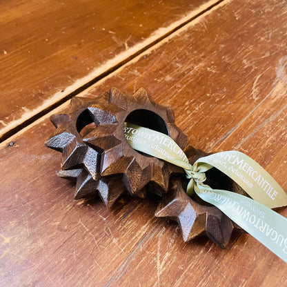 Starburst Wooden Napkin Ring Set