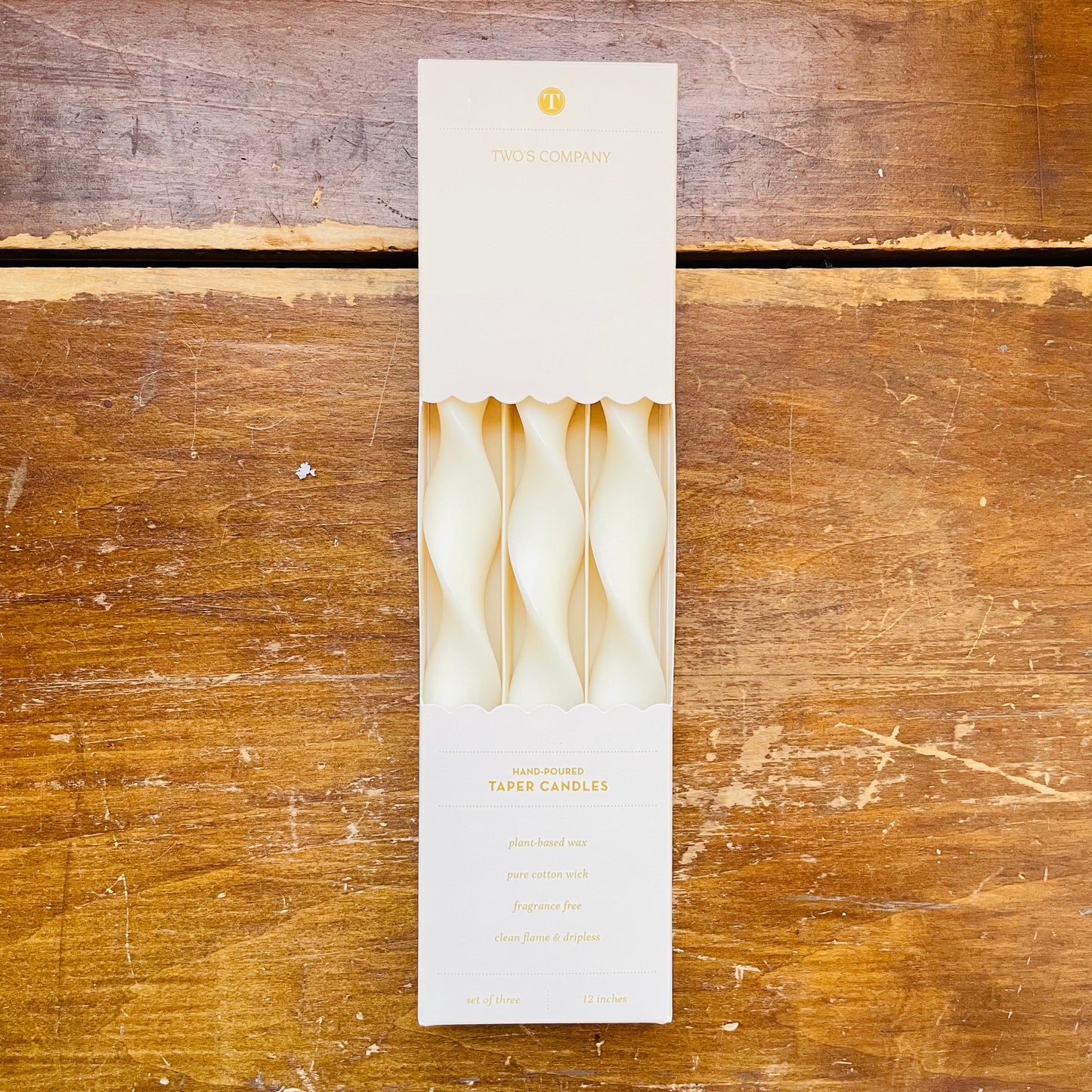 Ivory Twist & Glow Three Taper Candle Set