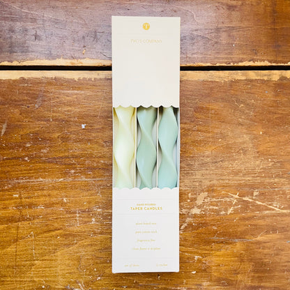 Green Hue Twist & Glow Three Taper Candle Set