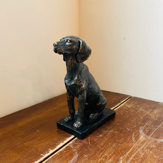 Patina Sitting Dog on Block Base