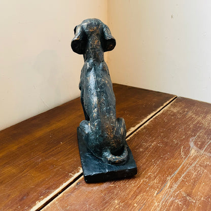 Patina Sitting Dog on Block Base
