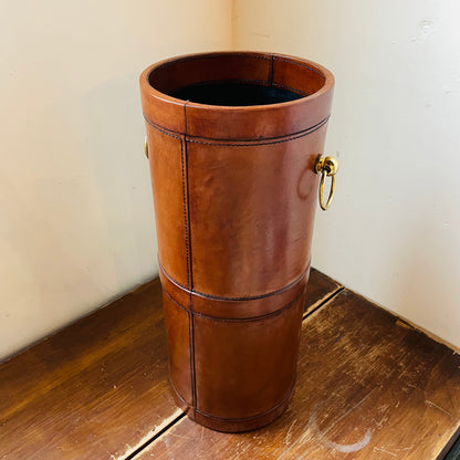 Brown Leather Umbrella Stand