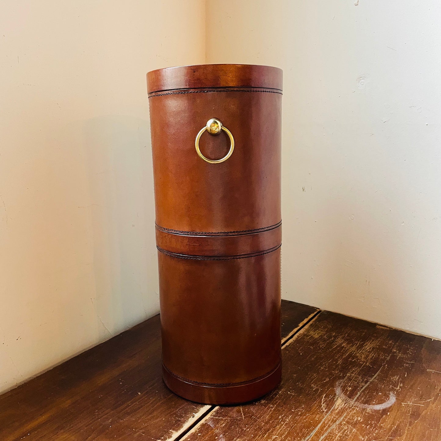 Brown Leather Umbrella Stand