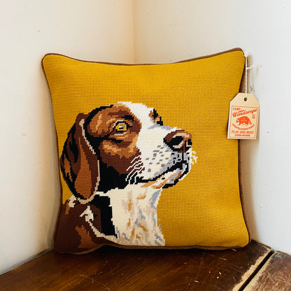Hunting Hound Needlepoint Pillow