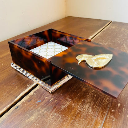 Wood Duck Tortoiseshell Cocktail Napkin Box