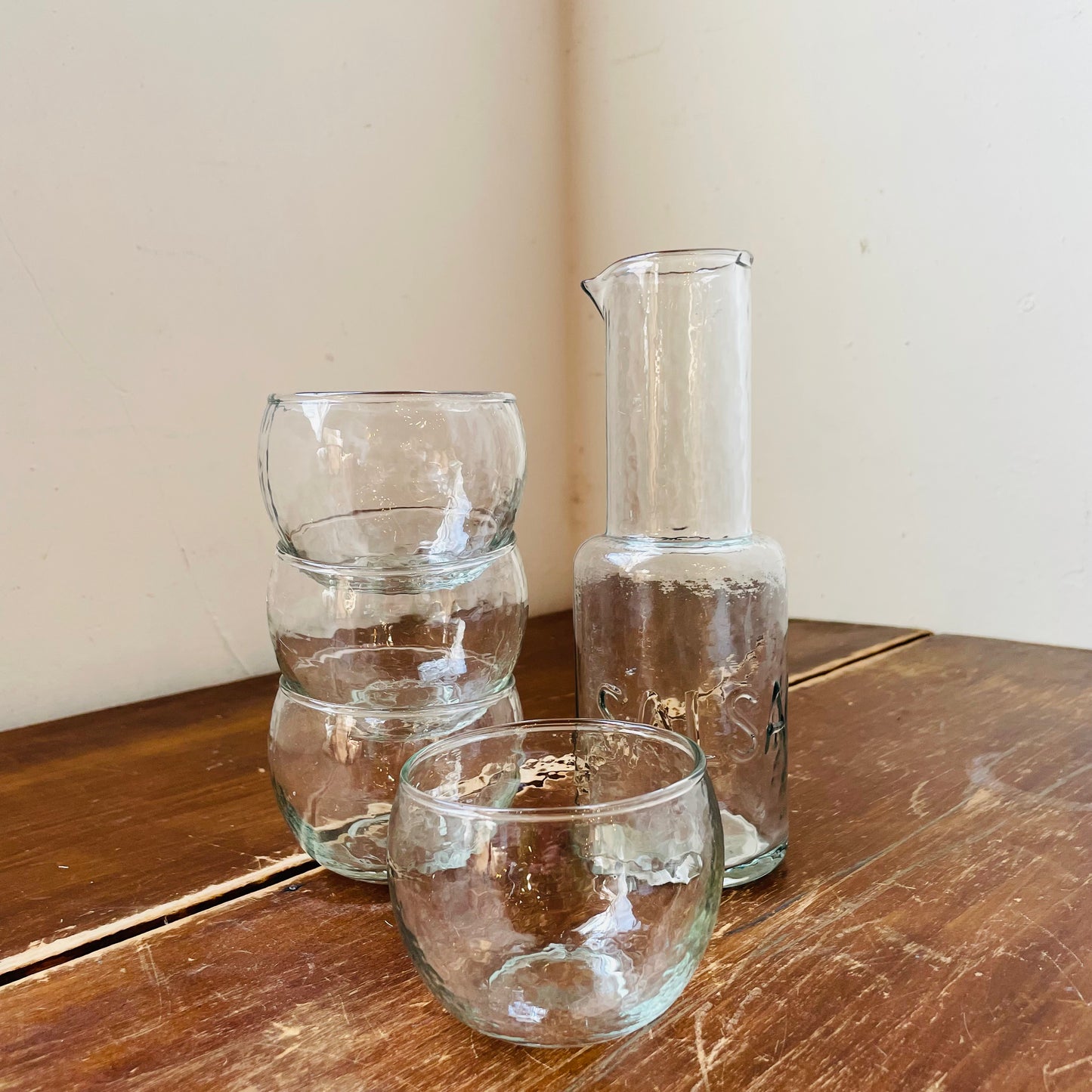Glass Salsa Pitcher with Four Bowls