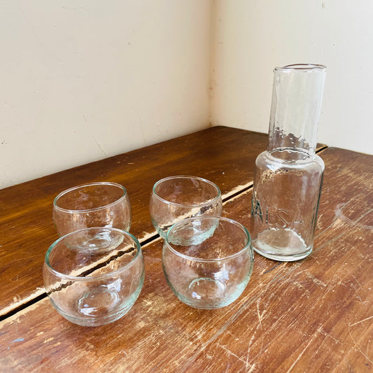 Glass Salsa Pitcher with Four Bowls