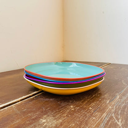 Set of Four 8" Enameled Colorful Plates
