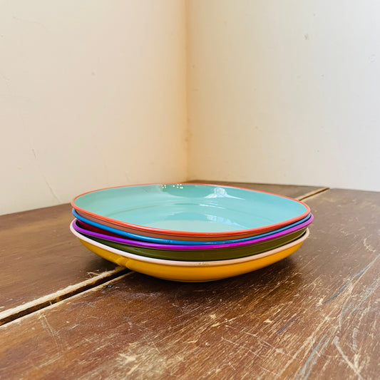 Set of Four 8" Enameled Colorful Plates