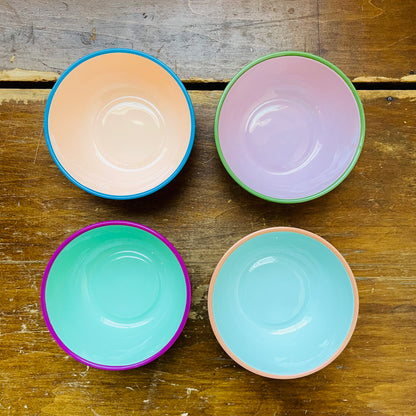 Set of Four Enameled Colorful Bowls