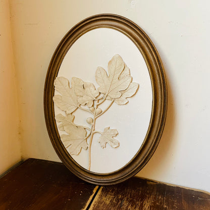 Oval Wood Framed Plaster Cast Tree Leaves & Fruit