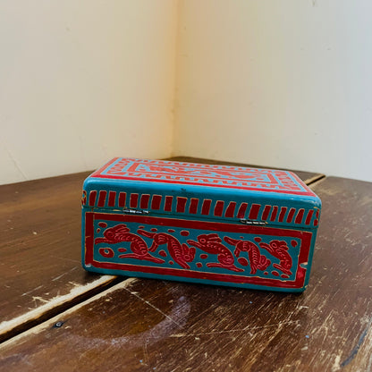 Blue & Red Folk Styled Hare Box- Vintage