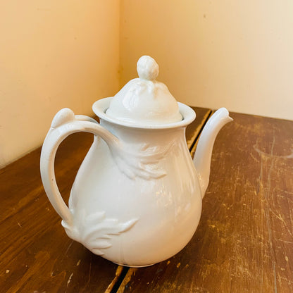 Forget Me Not White Ironstone Teapot- Vintage