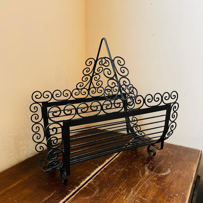 Scroll Wrought Iron Firewood Holder- Vintage