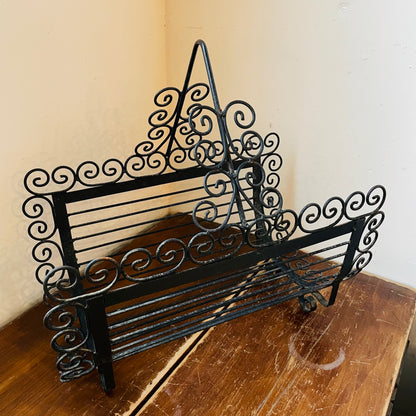 Scroll Wrought Iron Firewood Holder- Vintage