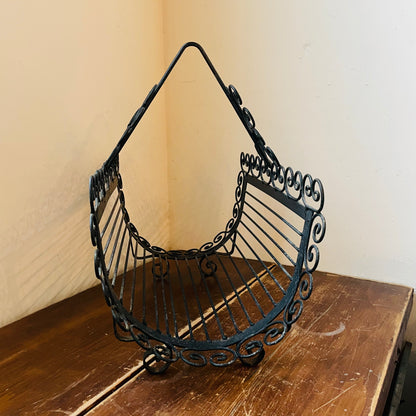 Scroll Wrought Iron Firewood Holder- Vintage