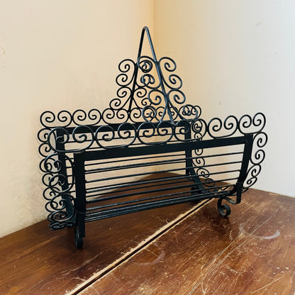 Scroll Wrought Iron Firewood Holder- Vintage